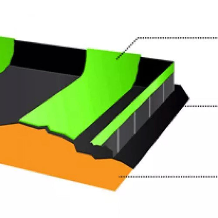 Animated picture of a berm with fluorescent green track guards